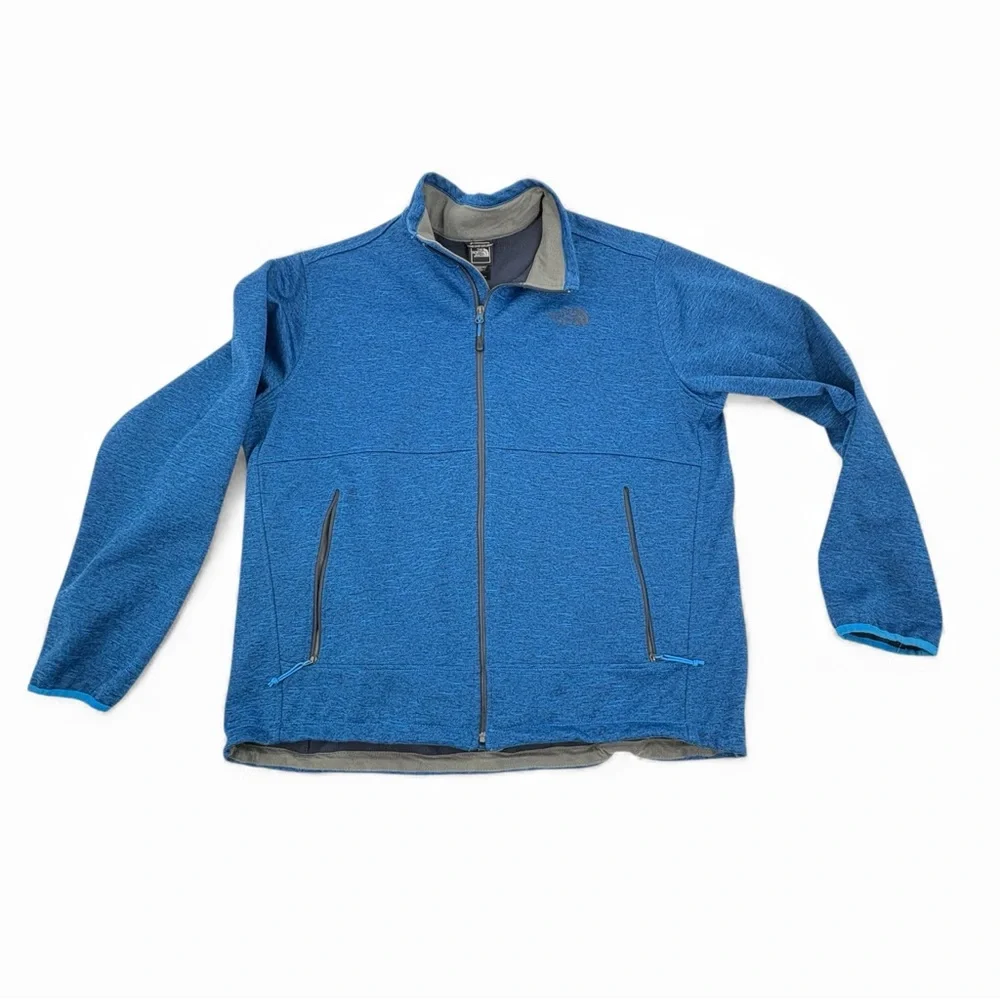 The North Face Cedar Trail‎ Grid Fleece Full Zip Jacket Wind Resistant Blue Xl